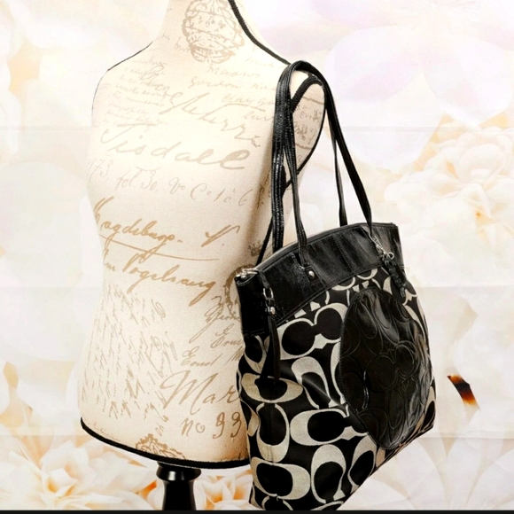 AUTHENTIC Vintage Coach monogram tote - Picture 2 of 10